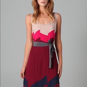 BCBG Ruby silk dress with sash belt BON VOYAGE